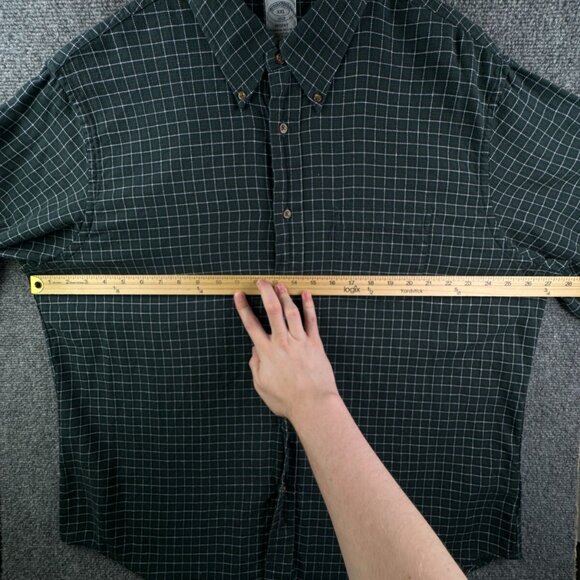 Brooks Brothers Cotton Button Up Long Sleeve Green Check Flannel 2XL Regent - Picture 5 of 12